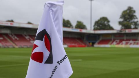 A corner flag inside Cheltenham Town's stadium