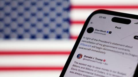 Phone and US flag in background
