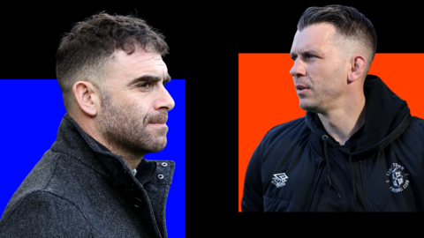 Cardiff boss Omer Riza and Luton Town head coach Matt Bloomfield