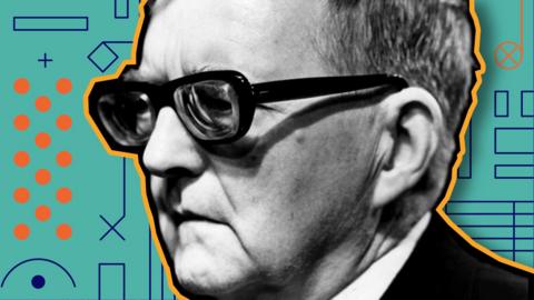 Shostakovich on colourful background