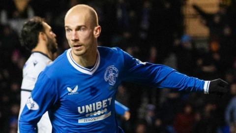 Vaclav Cerny celebrates scoring for Rangers 