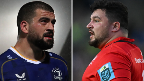 Rory McGuire in Leinster colours, and Sam Crean during his loan stint at Ulster this season 