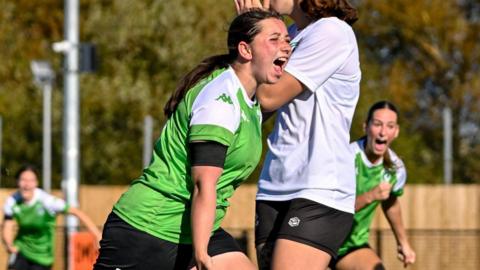 Codie Le Flem celebrates scoring for Guernsey FC