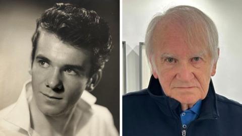 A black and white portrait of Ricky Ford taken in the 1960s, and a photo of him as an older man today