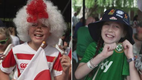 Japan and Ireland fans side by side. 