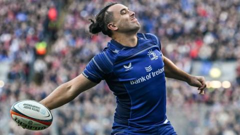 James Lowe shows his delight after scoring Leinster's first try in the sixth minute and Leo Cullen's side were soon 21-0 ahead