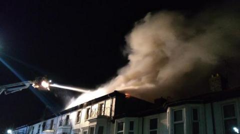 A fire in a derelict hotel in Great Yarmouth, Norfolk