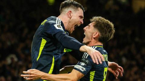 Scotland's Andy Robertson and Billy Gilmour celebrate