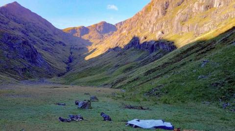 A discarded tent in Glen Coe's Lost Valley