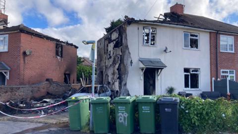 A fire damaged house