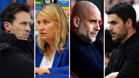 Gareth Taylor, Emma Hayes, Pep Guardiola and Mikel Arteta