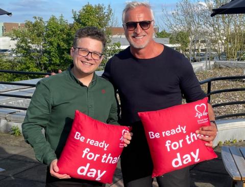 Sam Kennard, British Heart Foundation and ex-Newcastle United footballer David Ginola