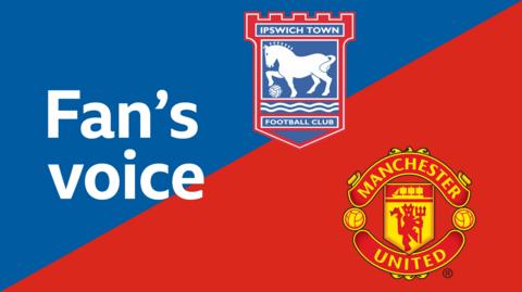 Split Ipswich Town and Manchester United fan's voice graphic