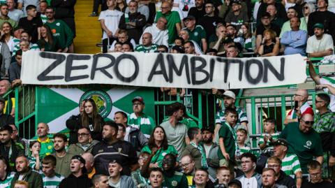 Celtic fans display a banner