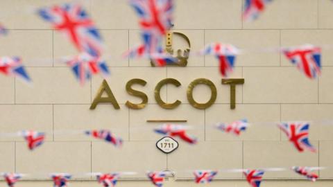 The word Ascot is written in gold with union jack flags in the foreground. 