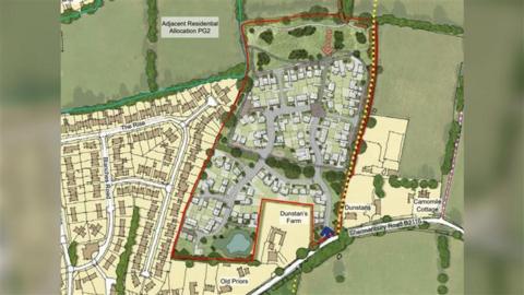 A digital aerial image of what the site could look like when the homes are constructed.