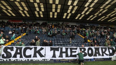 'Sack the board' banner in Celtic away end at Kilmarnock