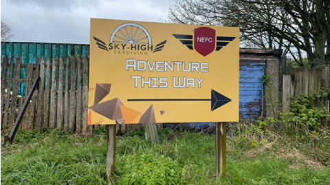 Sky High Skydiving sign outside premises