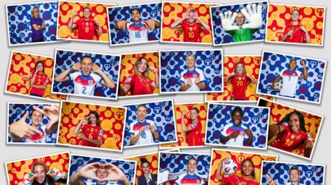 A composite image of England and Spain players