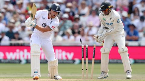 England captain Ben Stokes is bowled