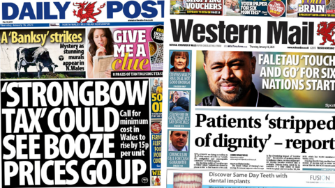 The front pages of the Daily Post & the Western Mail