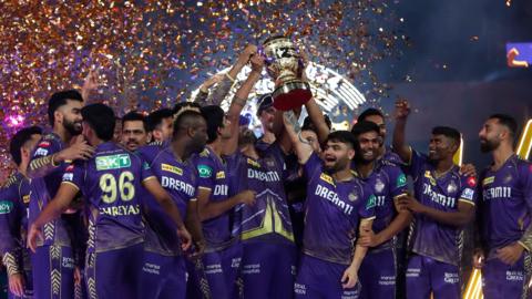 Kolkata Knight Riders celebrate winning the 2024 IPL