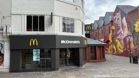 A view of the town centre McDonald's