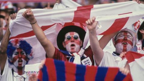 England fans supporting the team at Euro '96