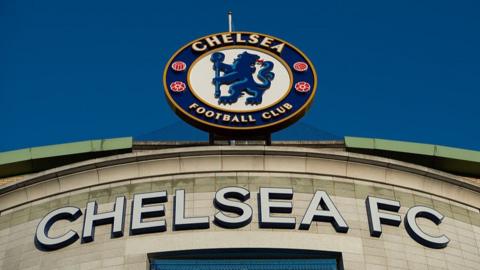 Chelsea logo at Stamford Bridge