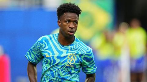 Vinicius Junior of Brazil warms up during the FIFA World Cup 2026 