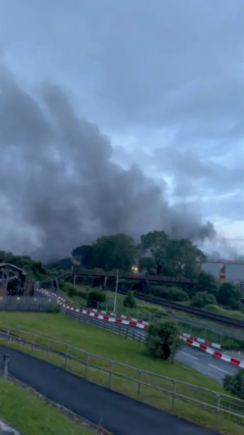Smoke rising over Tata plant in Port Talbot