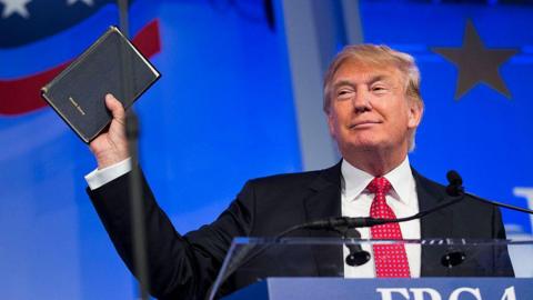 Trump seen holding a Bible during his 2016 campaign for president