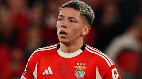 Benfica's Gianluca Prestianni during last week's Champions League match against Real Madrid