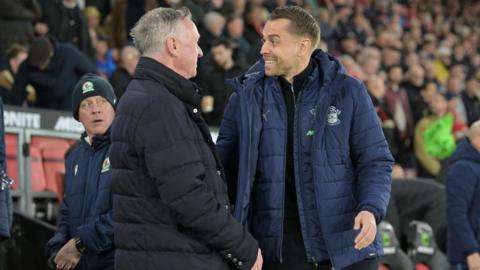 Southampton boss Tonda Eckert greets Blackburn's Michael O'Neill before kick-off