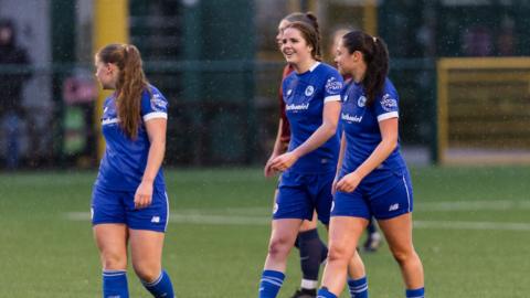 Fiona Barry of Cardiff City Women celebrates