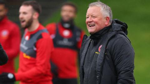 Chris Wilder in training with Sheffield United