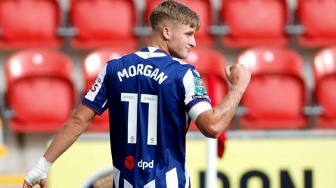 West Bromwich Albion striker Jimmy-Jay Morgan celebrates his first goal
