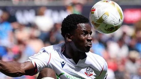 Jordi Osei-Tutu controls the ball for Bolton Wanderers during their League One play-off final win over Stockport County