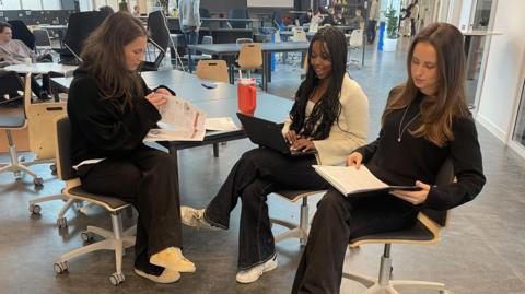 Three final year students at a high school in Nacka, Sweden