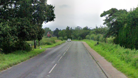 A Google Street image of a quiet road with thick green foliage either side.