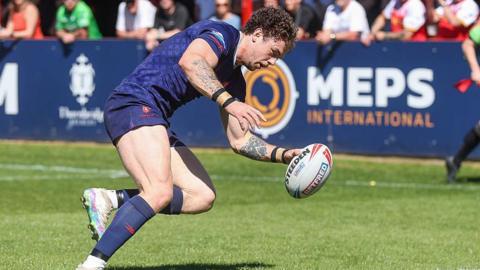 Elliot Wallis in action during the BETFRED Championship match between Sheffield Eagles and London Broncos 