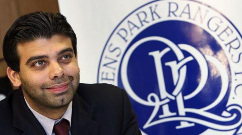 Vice chairman Amit Bhatia attends a QPR kit launch at Loftus Road in 2008