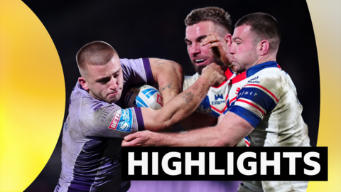 Hull KR's Mikey Lewis tries to break through against Wakefield