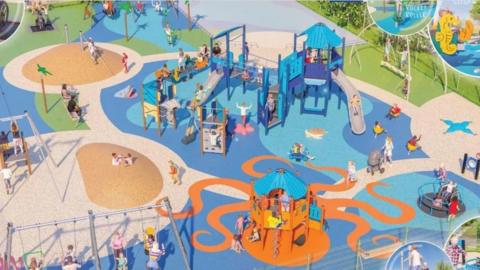 Blue print design of what the new children's nautical-themed play park will look like 