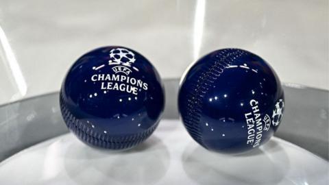 Draw balls bearing the Champions League logo