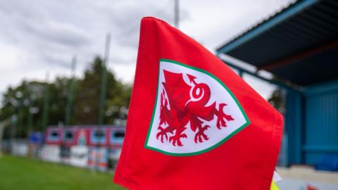 Football Association of Wales corner flag at a football ground