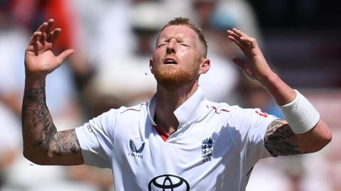 England captain Ben Stokes looks frustrated