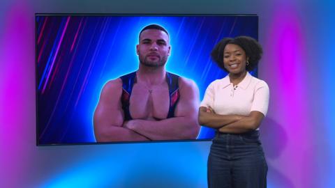 Emma-Louise on the Newsround set