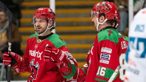 Cardiff Devils' Joey Martin celebrates against Belfast Giants