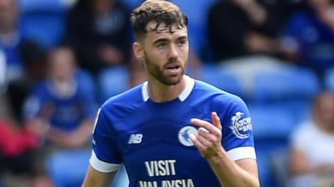 Defender Calum Chambers of Cardiff City looks to play a pass in the game against Sunderland